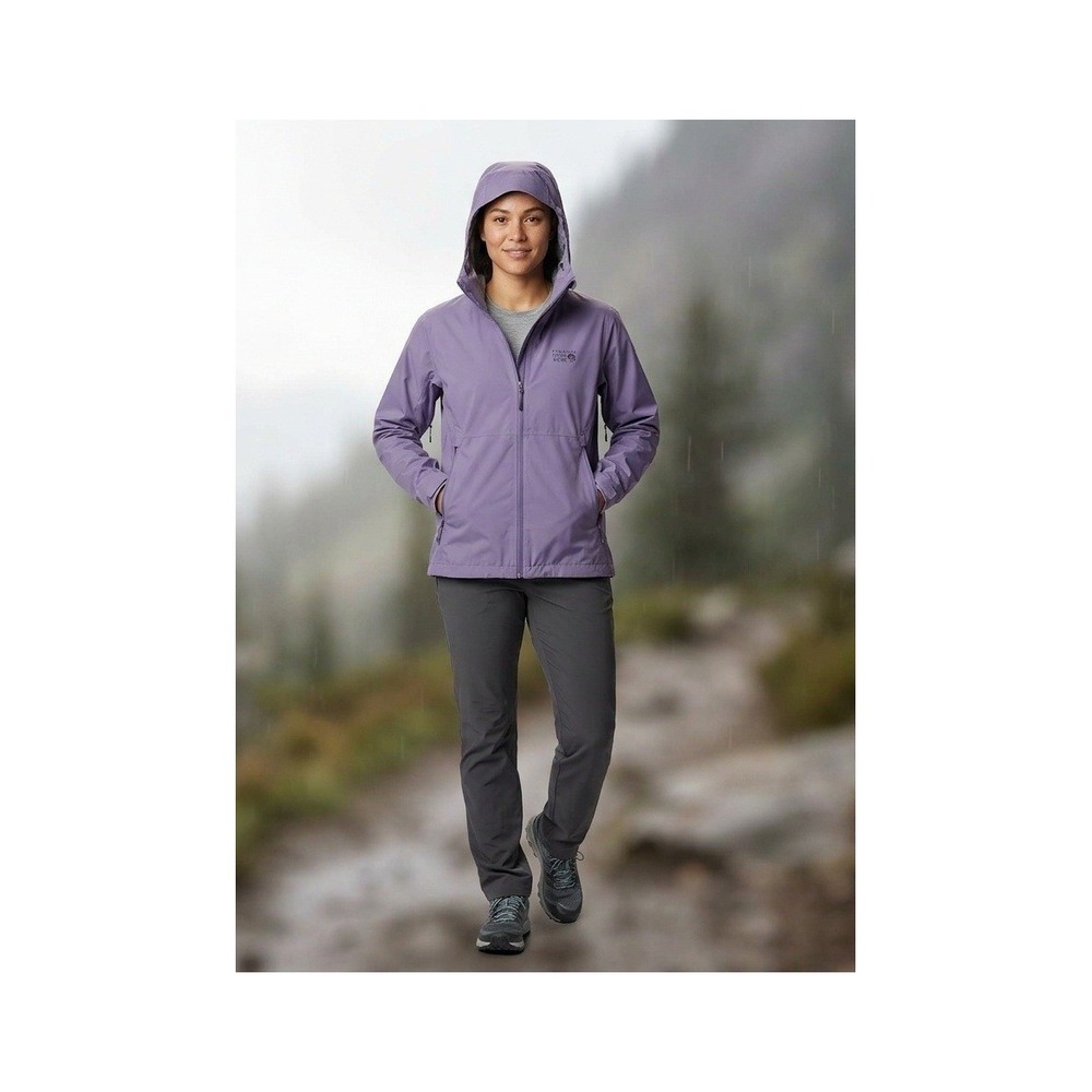 Mountain Hardwear Rain Jacket Womens XL Purple Hooded Waterproof Gorpcore Shell